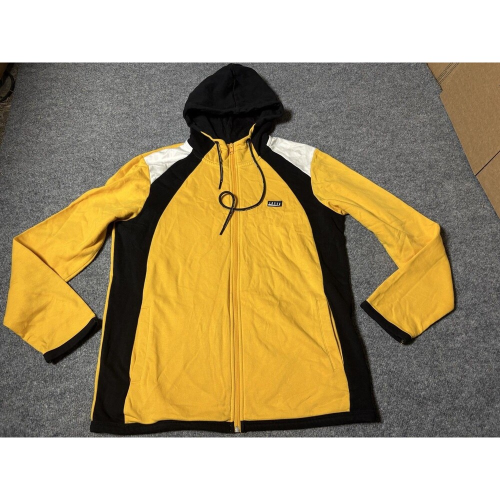 Jack & Jones Hoodie Mens L Yellow Fleece Full Zip Colorblock Geometric Hooded